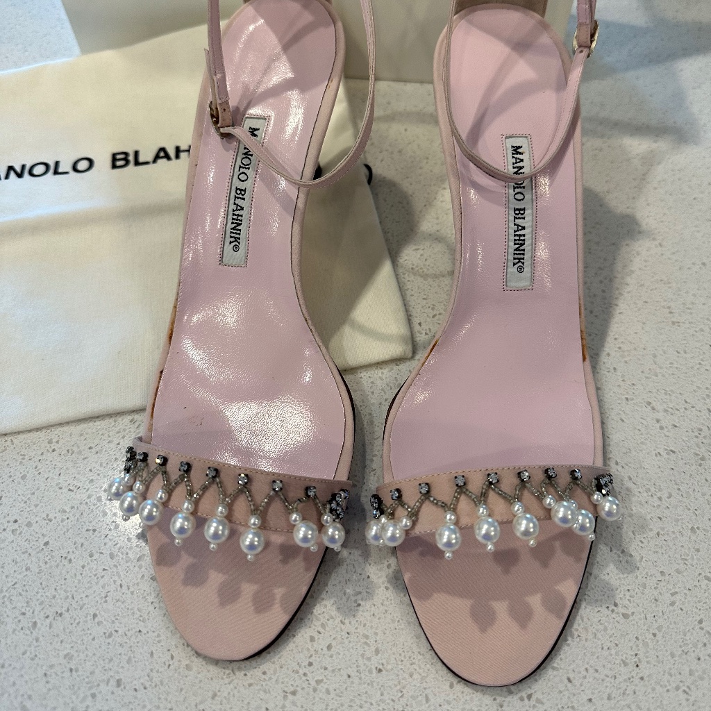 Manolo Blahnik Pink Fabric Sandals